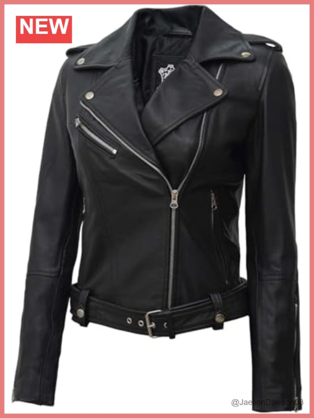 Real Lambskin Leather Jacket Asymmetrical Biker Moto Women's